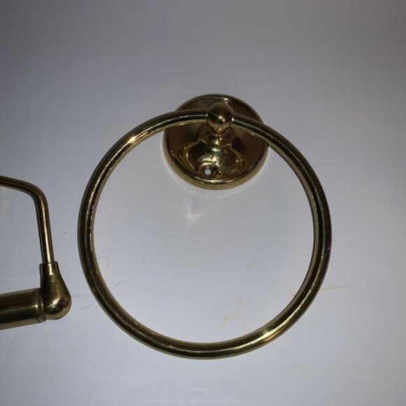 2 Vintage Modern Brass Wall Mount Toilet Tissue Paper Holder & Towel Holder - Picture 4 of 7